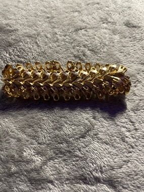 Gold Leaf Link Bracelet - Statement Bracelet